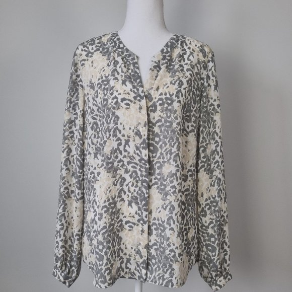 Dalia Collection Long Sleeve Animal Print Blouse Size L - Picture 1 of 9